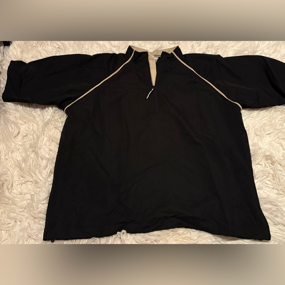 Black & Tan Golf Half Zip Pullover Short Sleeve Performance Top Medium